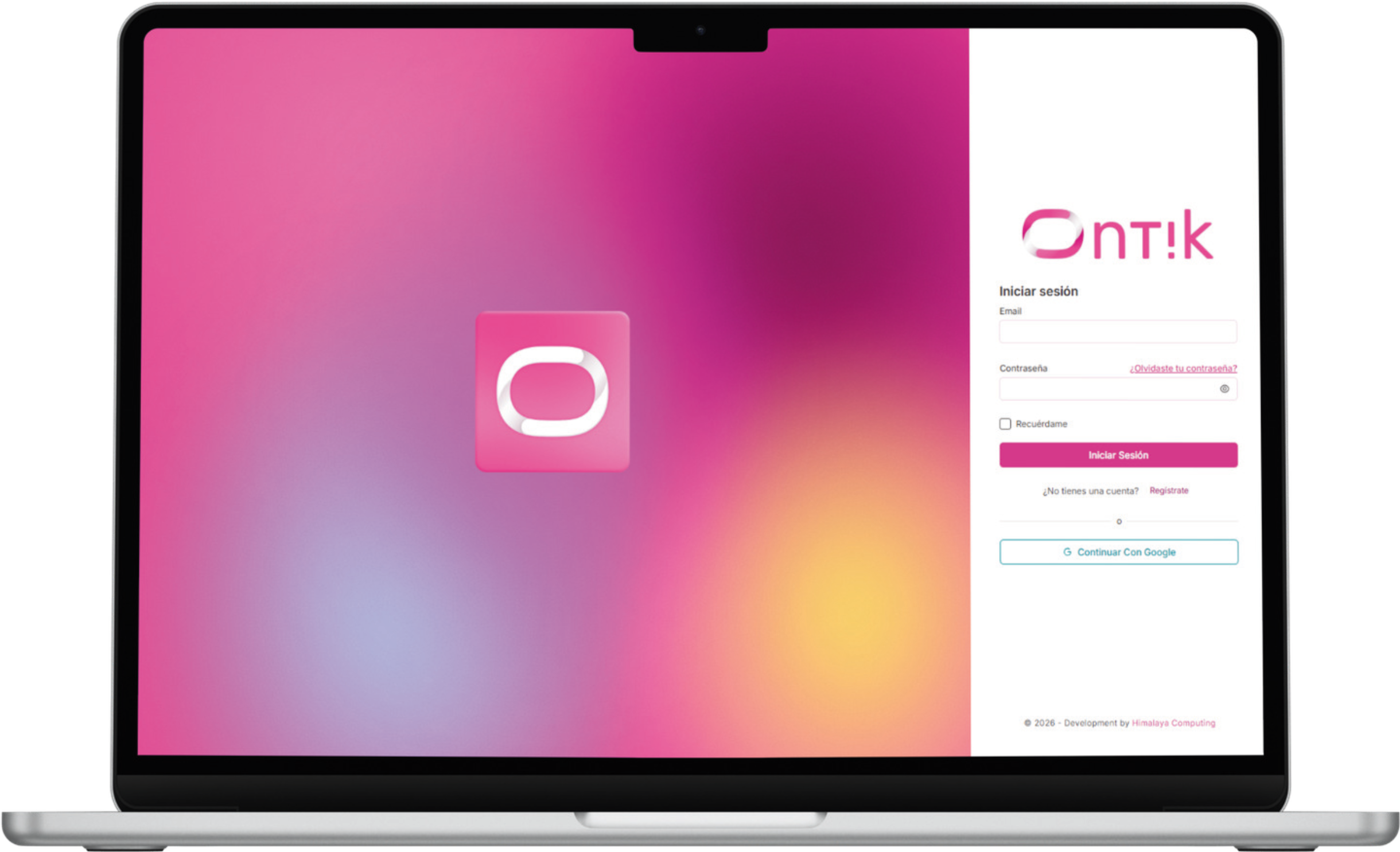Panel de ONTIK en un portátil